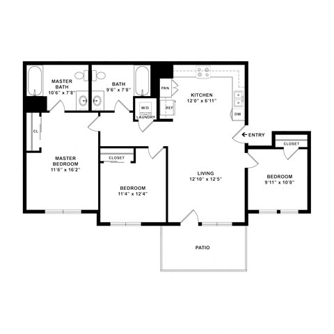 A black and white floor plan of a house with labeled rooms.